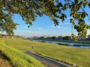 早朝の犀川緑地公園