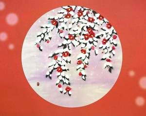 『寒梅』片岡鶴太郎作（2018年ｶﾚﾝﾀﾞｰ挿絵）